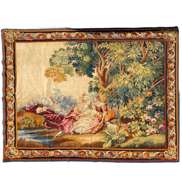 Gorgeous pictorial French tapestry - Picture 1 of 8